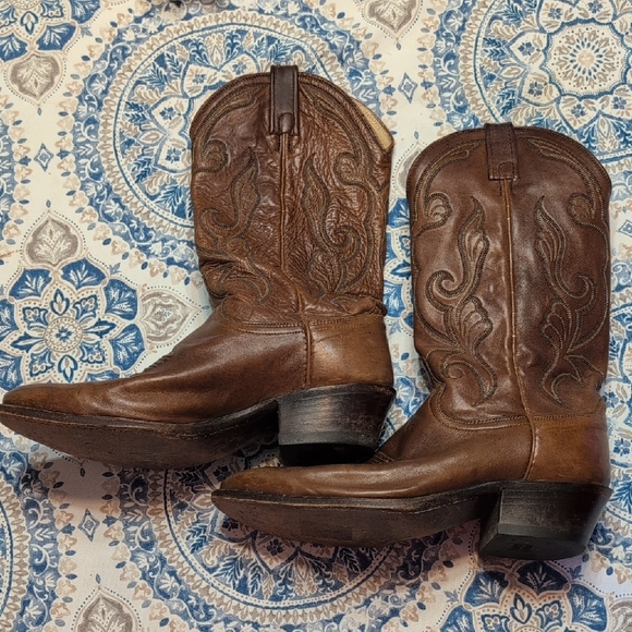 Dan Post Brown Leather Cowboy Boots Men’s 9 D Vintage main image 5